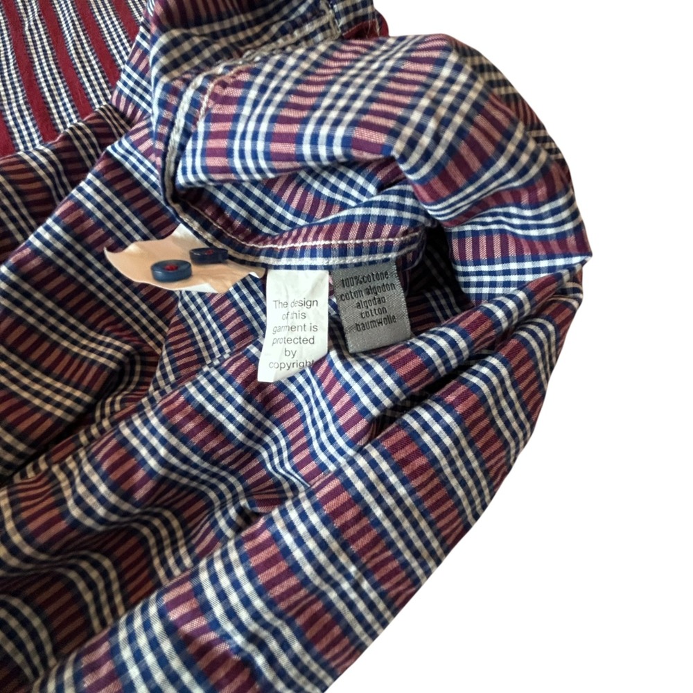 Luchiano Visconti Black Mens Striped Shirt 2 Ply Mercerized Cotton Burgundy XL - Picture 8 of 8